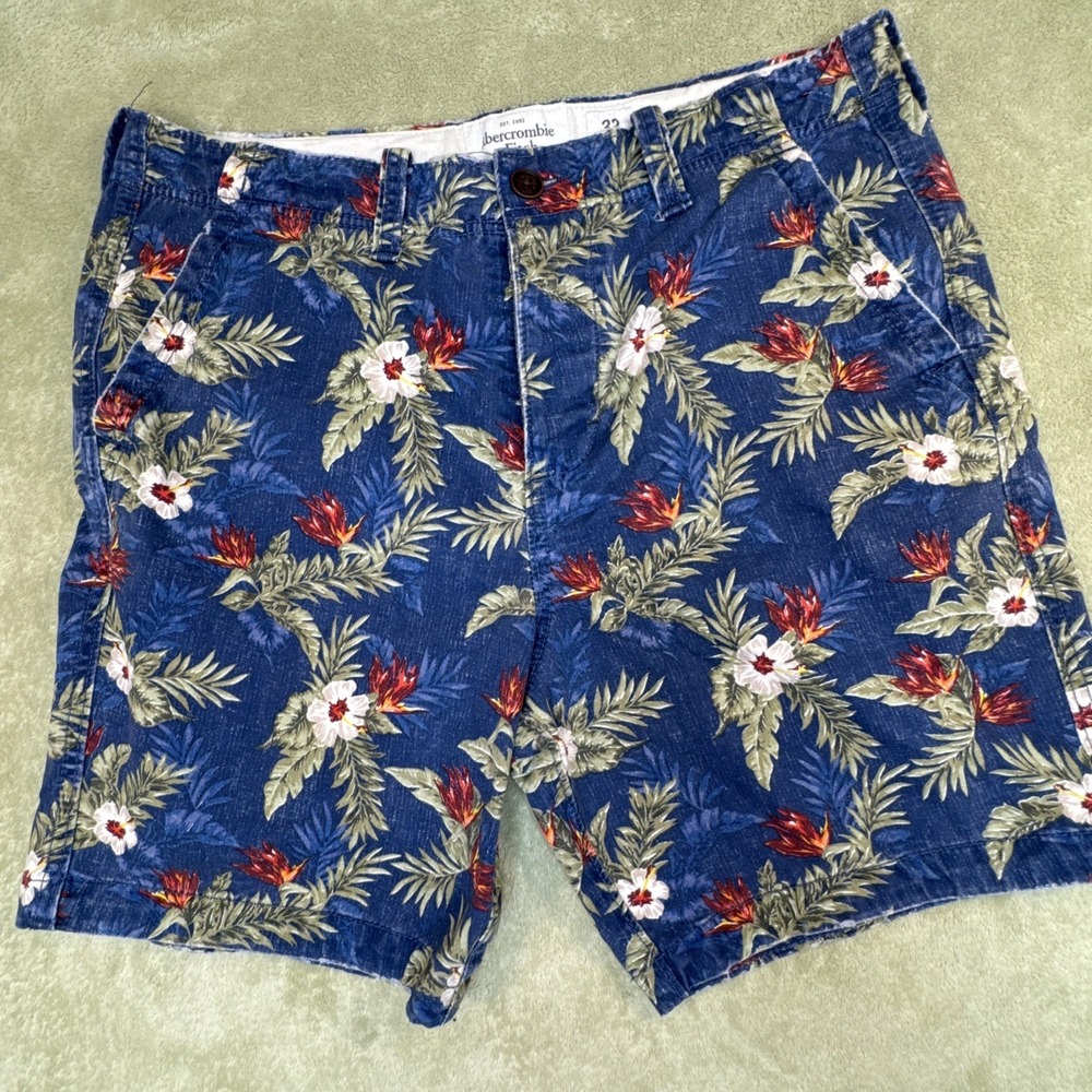 vintage Abercrombie & Fitch Mens Shorts Canvas Floral Colorful HAWAIIAN Print 33
